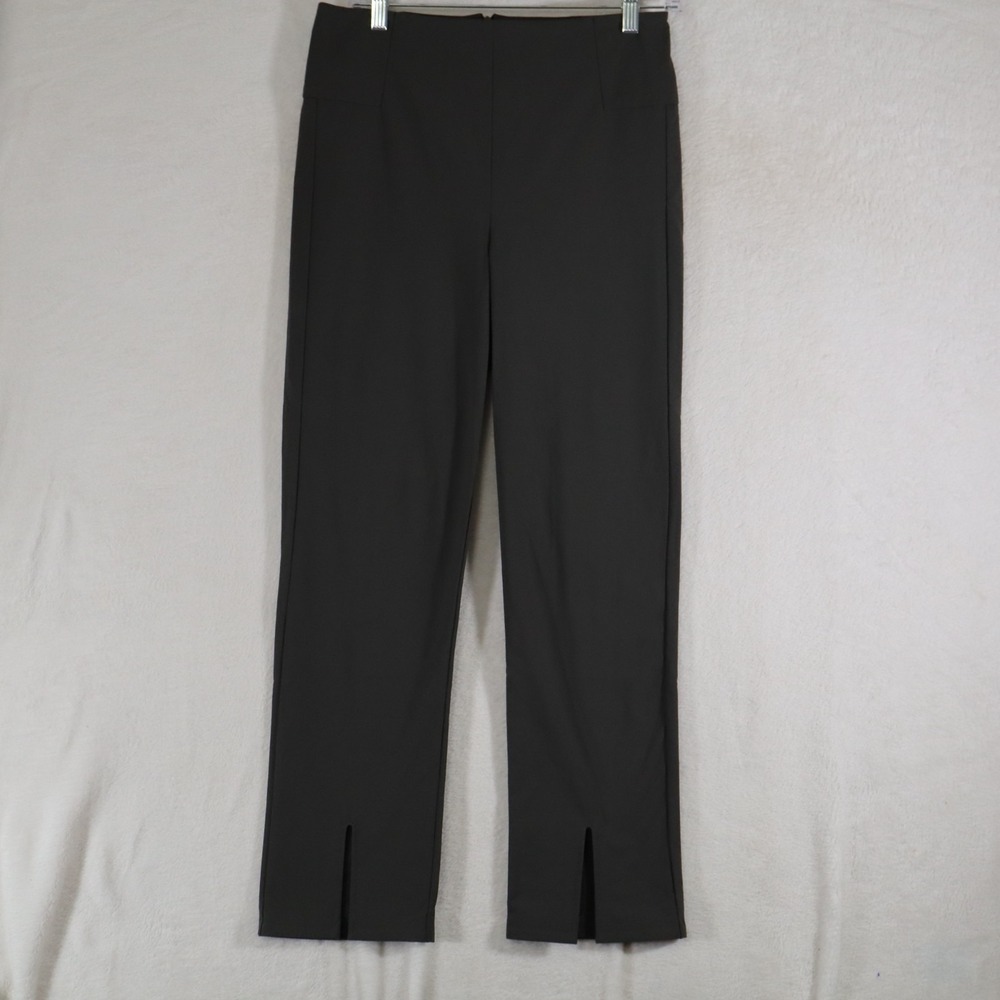 Athleta Wander Women's Size 8 Black Front‑Slit Pants High‑Rise Straight‑Leg